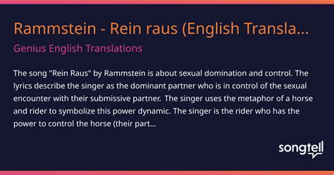 what does rein raus mean|rein raus song translation.